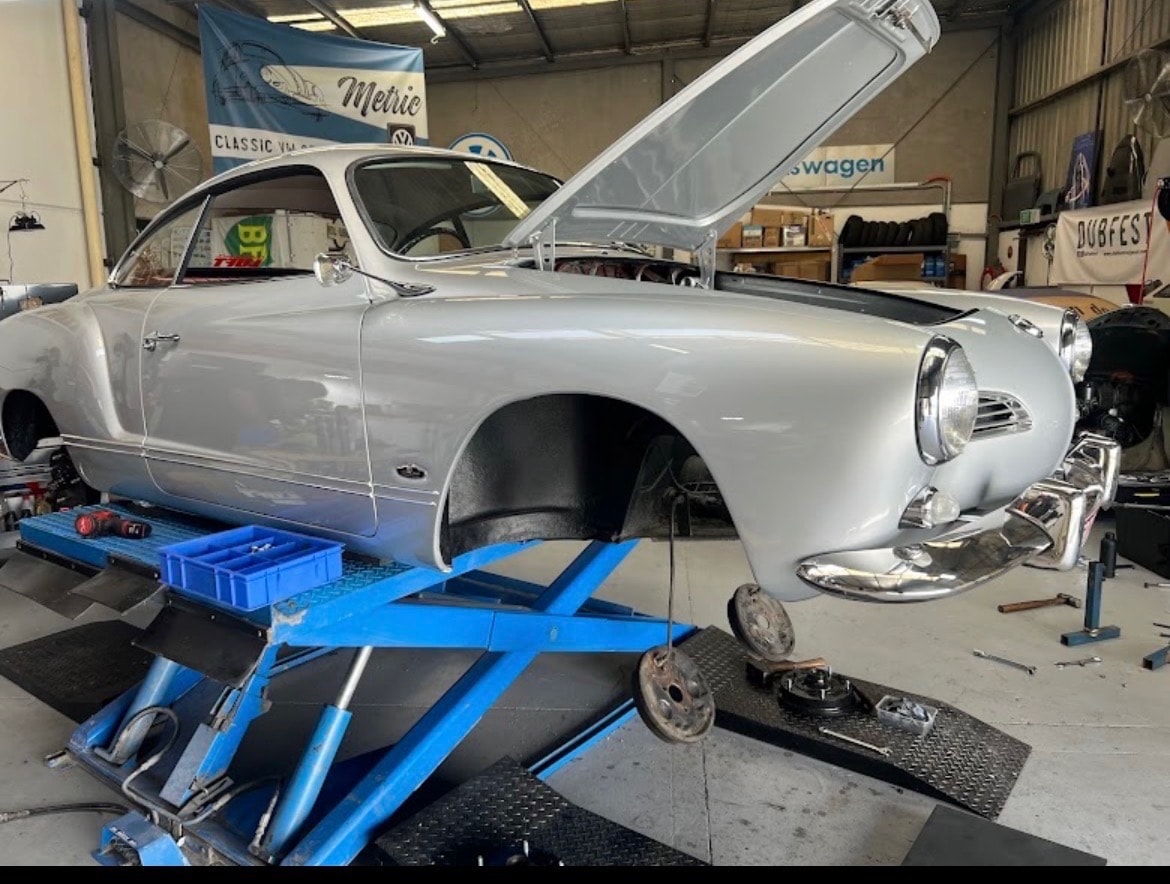 VW Kombi mechanical restoration in progress at Metric Classic Service Melbourne workshop